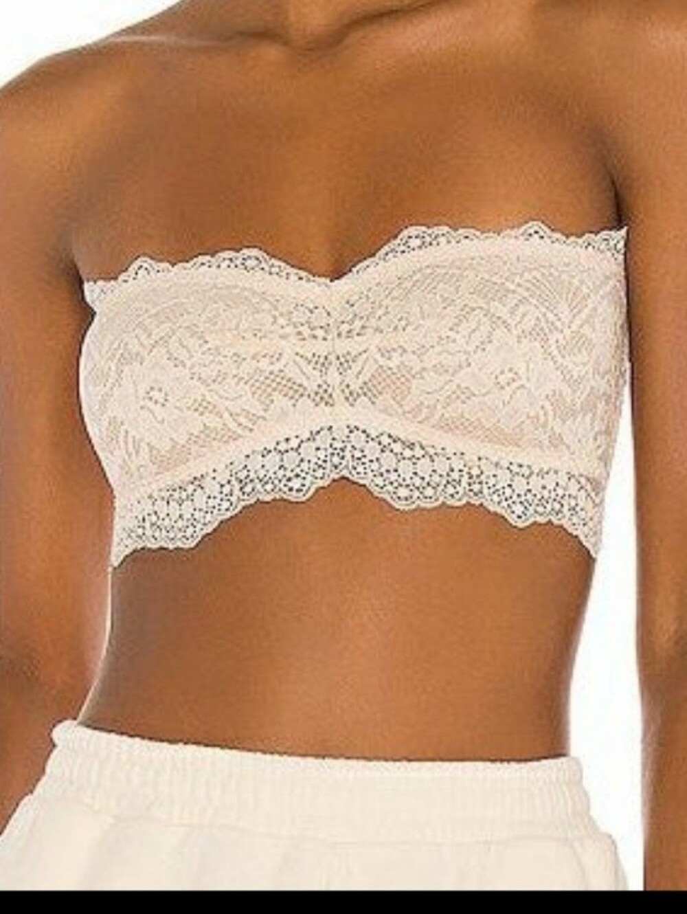 Free People Lace Strapless Bandeau Bralette in Cream